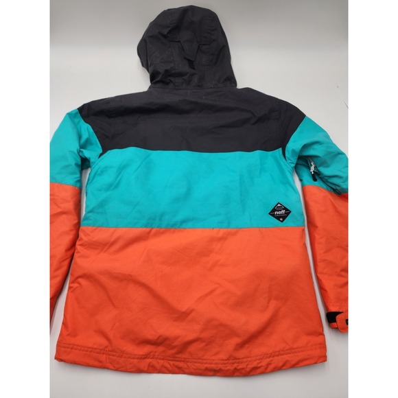 Neff Throwback Poncho Tech Shred Jacket, Men's Large, Orange / ‎ Blue EUC - Picture 15 of 16